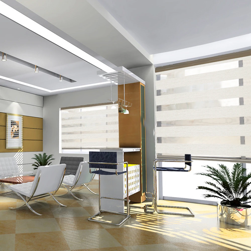 Alexa automatic smart zebra blinds ready made Google home Zebra Shades battery motor rechargeable window blinds