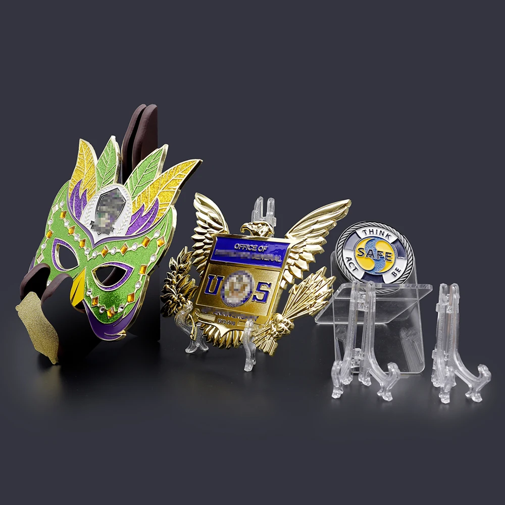 Wholesale souvenir transparent plastic clear acrylic mini challenge coin rack for silver coin case plastic holder display racks