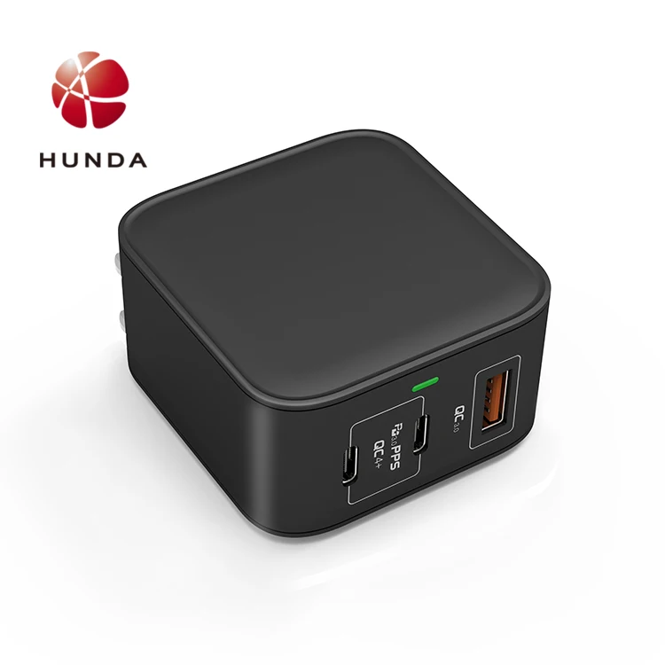 65W High Efficiency Cellphone GaN PD Charger QC3.0 PD Type-c Dual USB Quick Wall Charger Universal Travel Charger With EU US UK