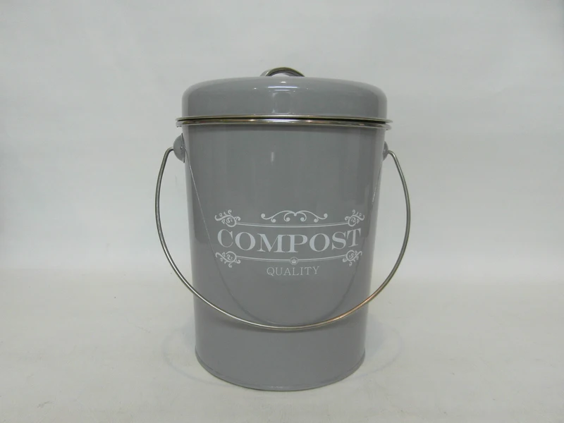 
Wholesale Garden or Home Indoor 1 Gallon Powder Coated Galvanized Steel Countertop Kitchen Compost Bin 