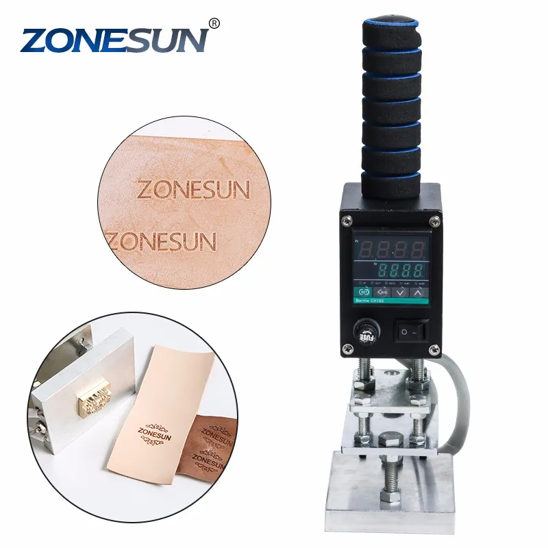 ZONESUN High Efficiency Handheld Wood Paper Leather Embossing Tool Hot Foil Stamping Machine Heat Press Machine Punch Press