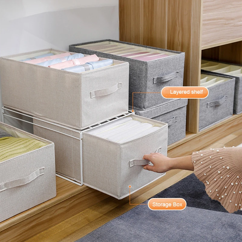 Foldable 7 layers 9 Grids Thicken Closet Drawer Divider Organizer Storage Box for Jeans Leggings T-shirt