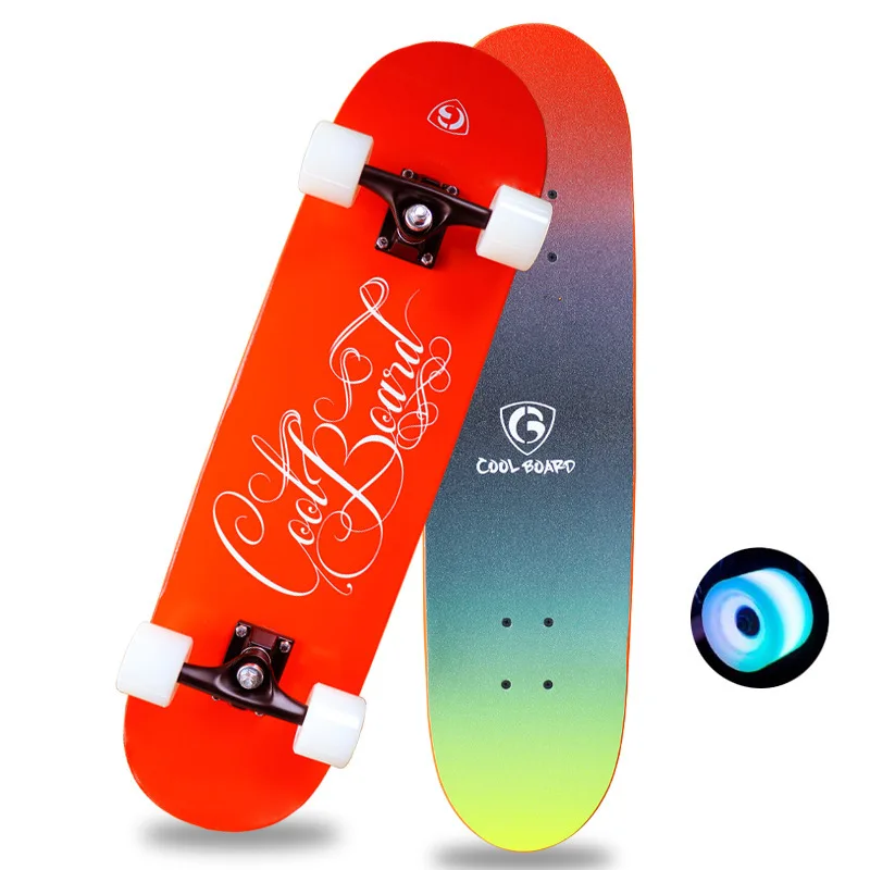 
Cool board blank deck 7 layer wood fish board cruiser skateboard with big LED wheel Skateboard 