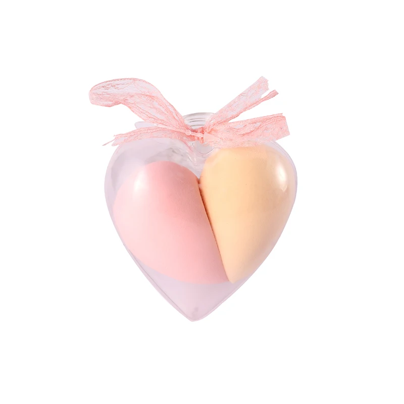 Cosmetics Puff Blender Kit Non Latex  2 Makeup Sponge Tear Drop Heart Case Cosmetic Puff