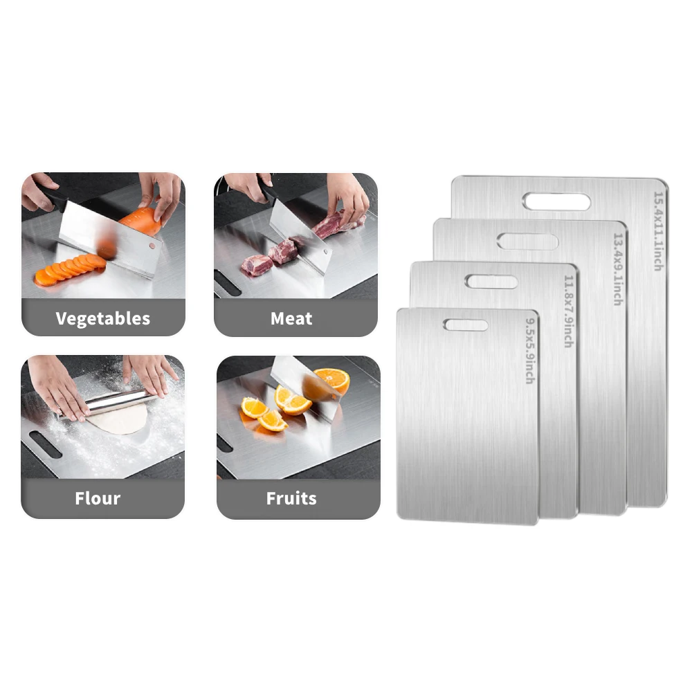 Eco-Friendly Reusable Customized Logo Metal Cutting Boards Rectangle Stainless Steel Chopping Board for Kitchen
