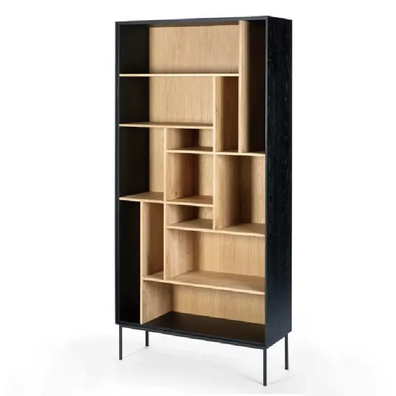 Modern Home Furniture Display Wall Shelf Bookcase Black Wooden Book Shelf