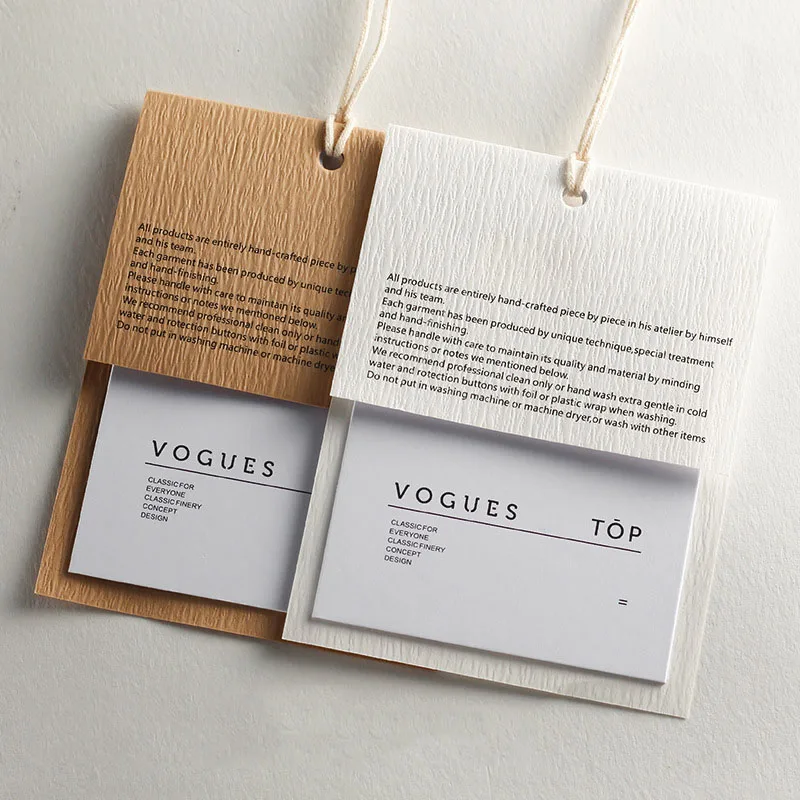 Custom Luxury Hanging Label with Free Slings Special Swing Paper Product Hang Tags for Clothing Garment