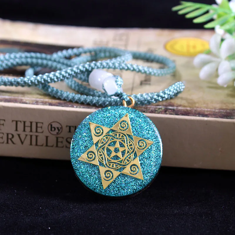 Factory Handmade Craft Resin Crystal Gravel Pendant Sweater Necklace Chain with Rope Orgone Energy Healing Necklace Gifts