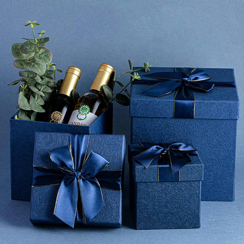 Blue high-grade birthday gift packaging carton large folio with double door gift box