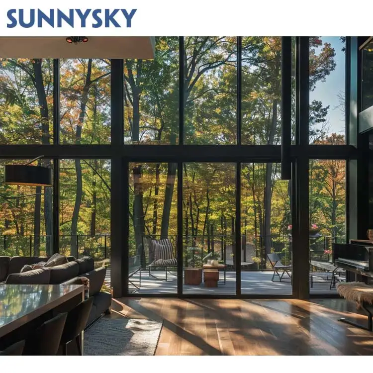 Большие изолированные стеклянные окна Sunnysky большие с фиксированной картинкой алюминиевые от пола до потолка