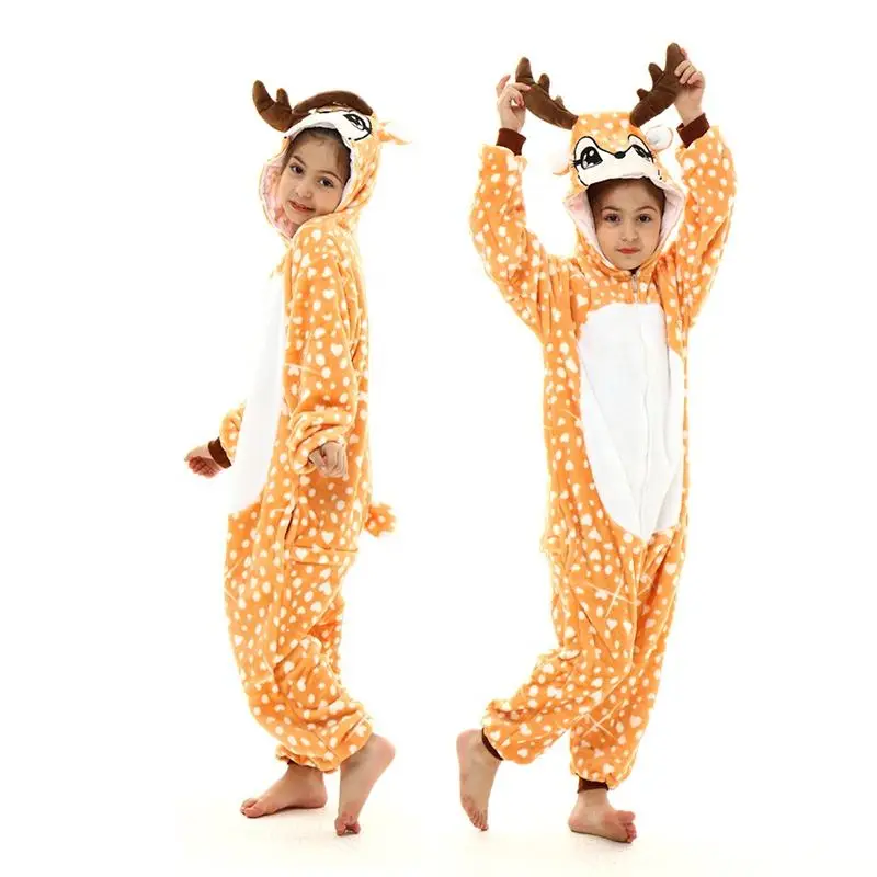Flannel Stich Animal Cartoon Unicorn Kigurumi Pajamas Children Sleepwear Pikachu Jumpsuits Pyjamas for Boys Onesie Kids Pijama