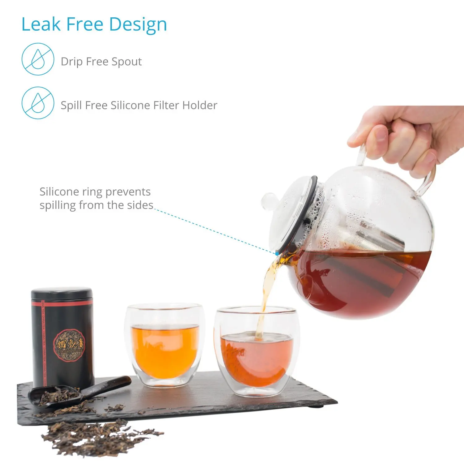 1000Ml Tea Pot Gift Sets Borosilicate Creative Tea Pots Kettle Set Glass Portable Tea Pot With Stainless Steel Infuser