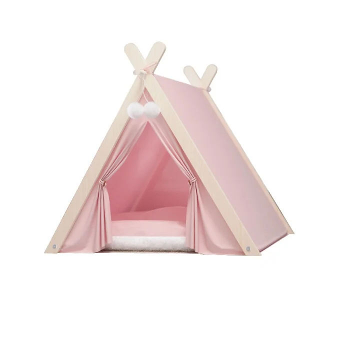 2024new	Beige good-looking Strong triangular bracket pet nest	dog house Breathable	tent for dogs	cat bed	chicken teepee
