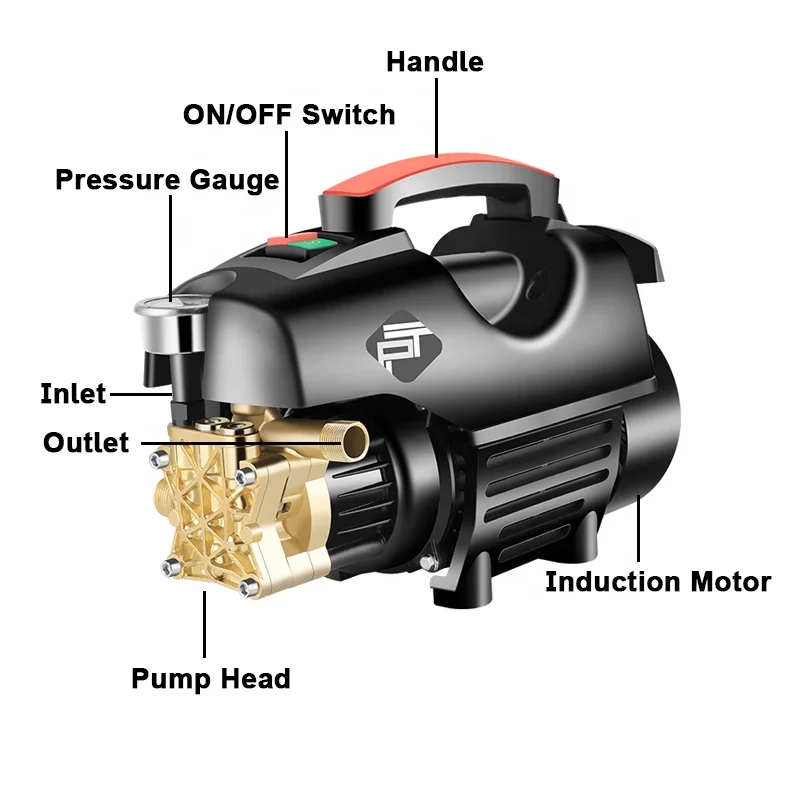 Household electric car washing machine 1.8KW 220V All Copper Induction Motor Car Washing Machine induction motor