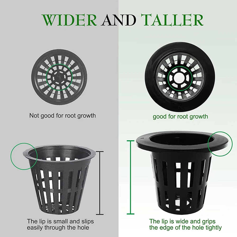 Garden Accessories Hydroponic Cups Net Pots Cups with Self-Watering Capillary Water Slotted Mesh Black Mini Rouns net Pot