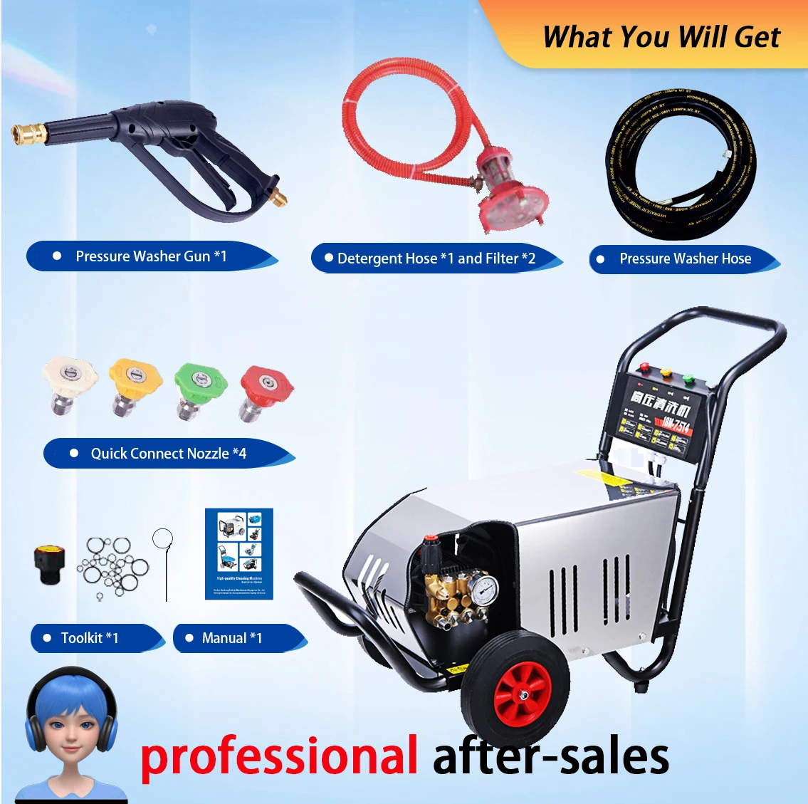 2024 High Pressure Pump Cold Water Decontamination 7.5KW High Pressure Cleaning Machine