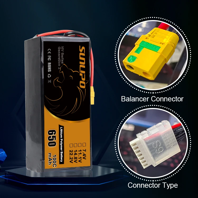 Sunlipo UAV Lipo Battery 4S 6S 14.8V 22.2V 850mAh 10000mAh 100C f22s pro 4k drone 2 battery for FPV drone