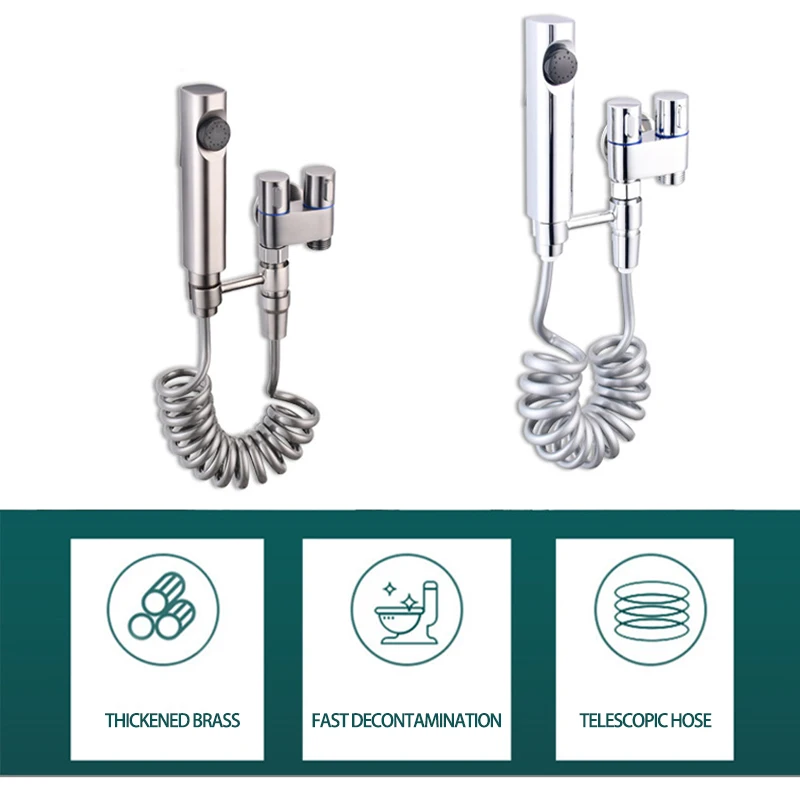 Net Red With Stainless Steel Toilet Portable Bidet Sprayer Toilet Gun Ash Spray Gun Flushing Shattaf Suit