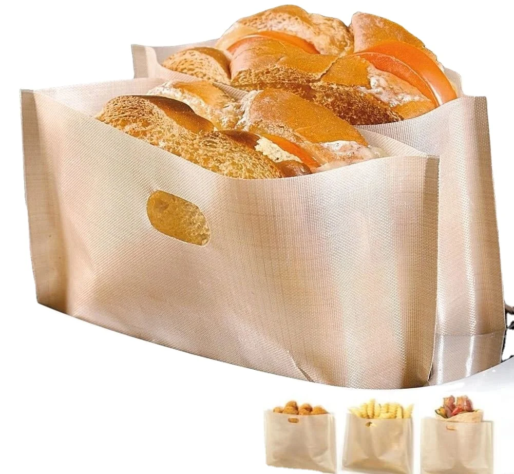 Food safe e Non-Stick toaster grill bags Reusable Heat Resistant toaster bags Reusable snack pockets for microwave