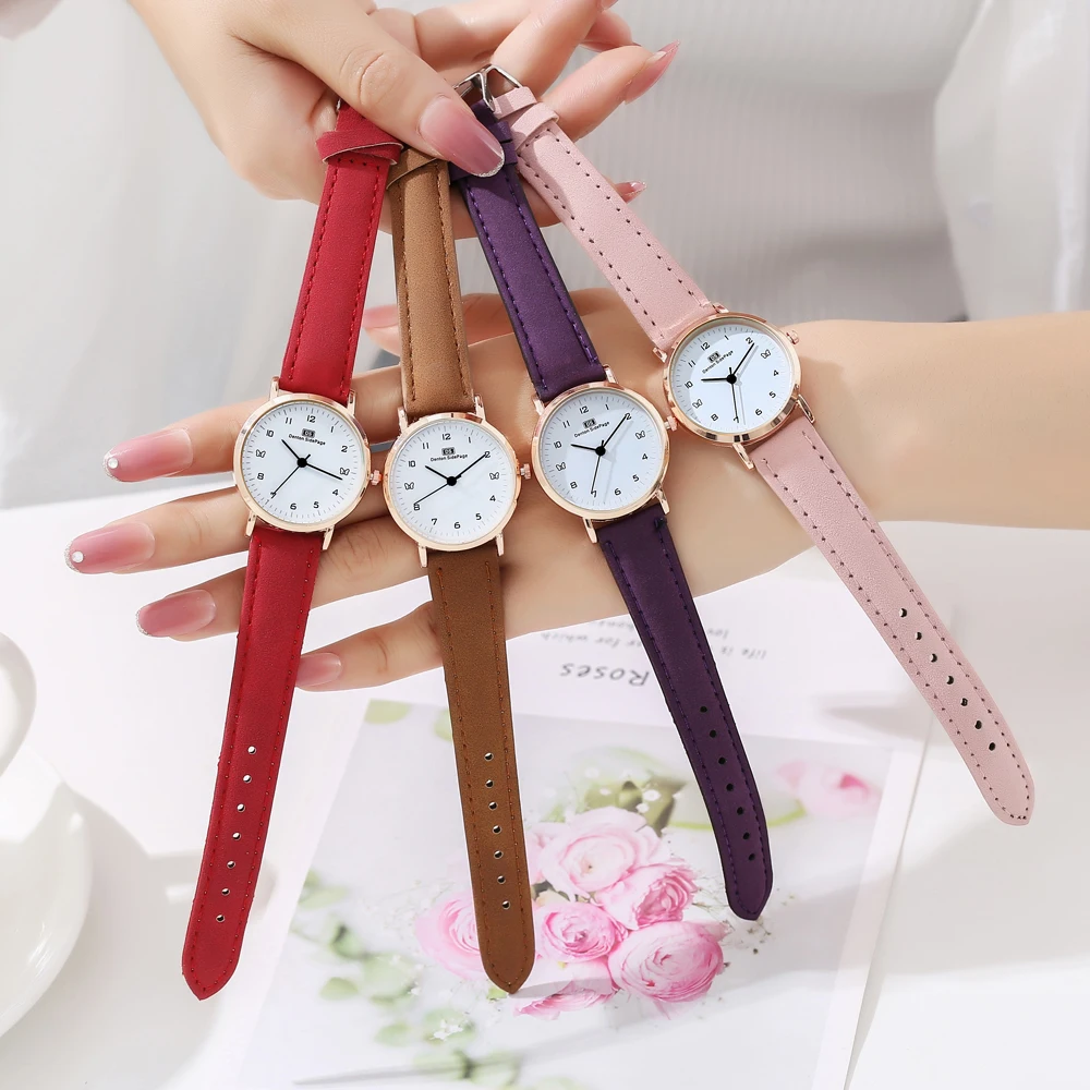 
2021 Amazon EBay Hot Sale Factory Simple Dial DS ogo lady girl Watch Leather Watch bow pattern Custom Logo reloj quartz hombre 