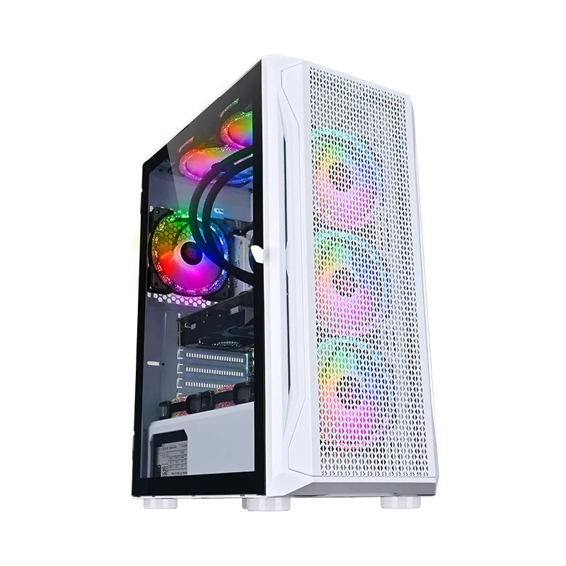 LY Most Popular High Quality mesh white Gaming PC Case OEM Computer Cases & Towers Steel Desktop Stock EATX PC Cabinet