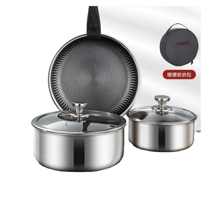 Fashion Stainless Steel Double Short Handle Soup Pot Set with Steamer