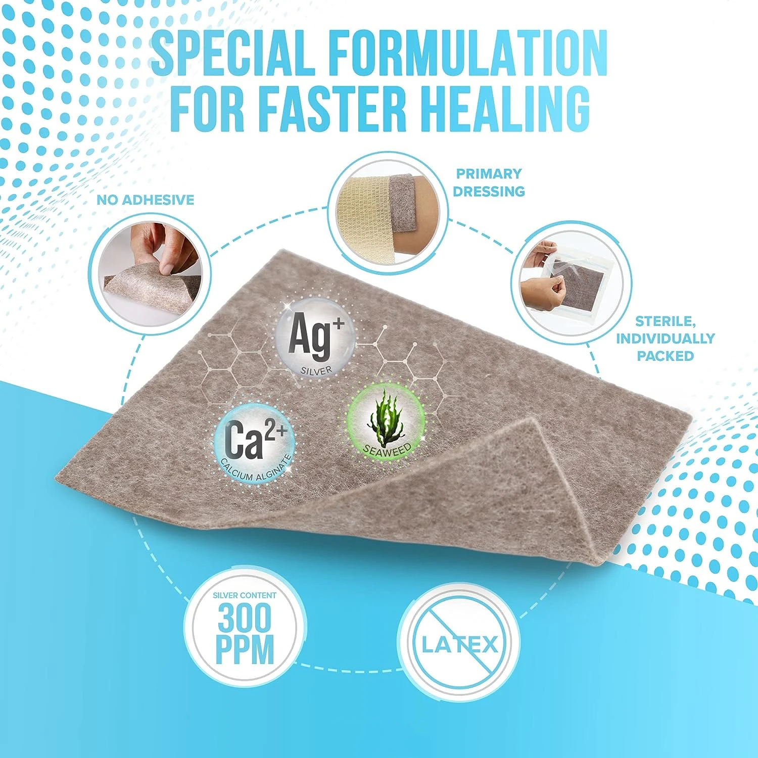 OEM extracted natural Ag Calcium Alginate Wound Dressing for Stress wound