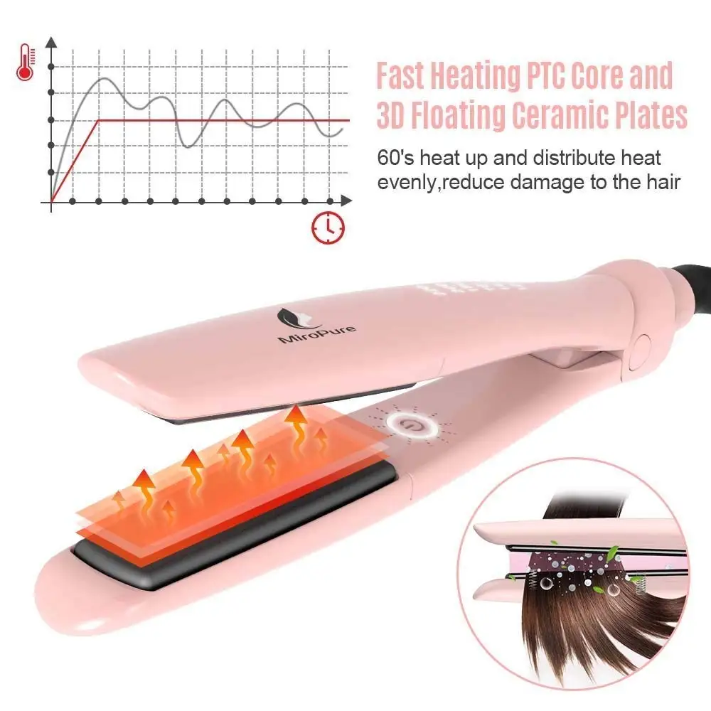 amazing price hair crimper and straightener with heat resistant glove and comb  , flat iron set for thin bleached wavy or curled