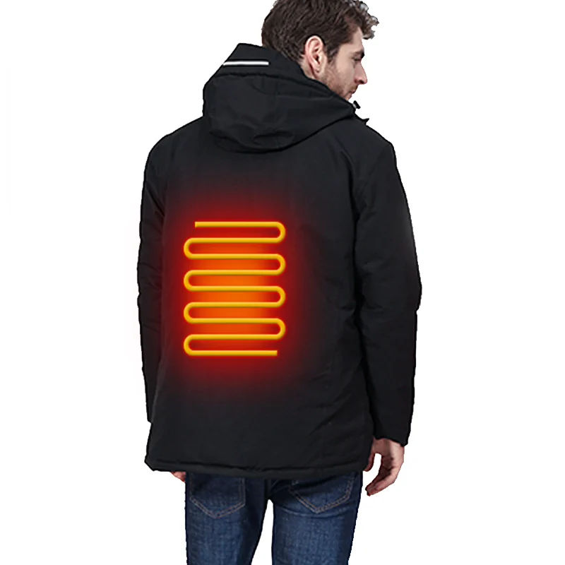 
Men Heated Hooded Coat Waterproof Outdoor Winter Jacket 
