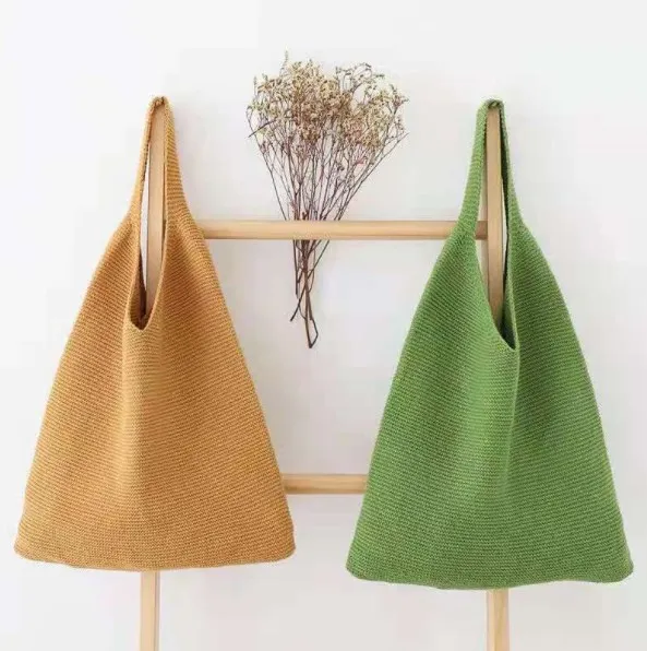 RTS Stock Korean Knit Woolen Tote Bag Cute Women Shopping Bag