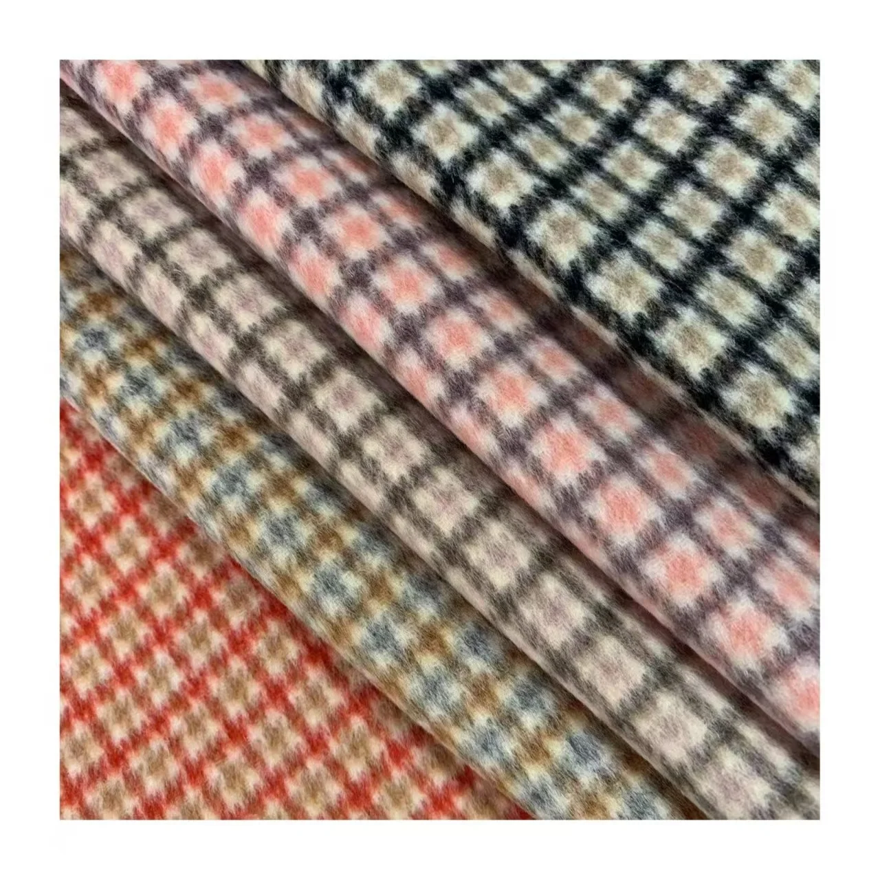Colorful bird Winter chunky feel good  Houndstooth double-sided wool 100wool fabric coat cape shawl  fabric