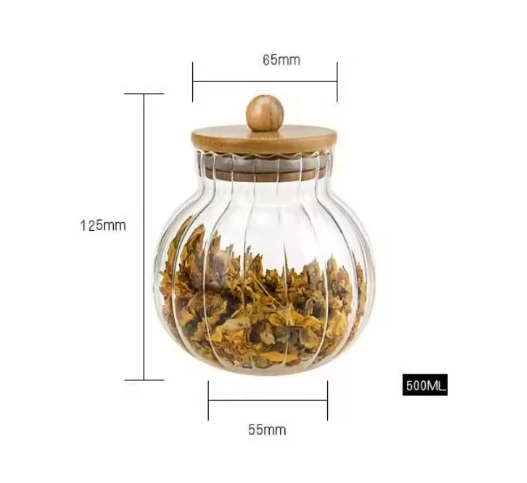 Sealed Transparent Glass Seasoning Pot with Lid Jar  Air Tight glass jar with Bamboo Lids   Storage Tank  food container
