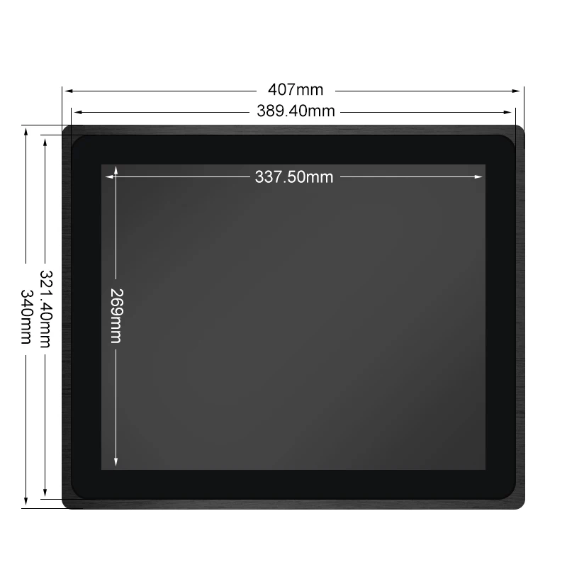 17 inch 1280*1024 HD-MI VGA Capacitive touch square screen Metal Aluminum Frame TFT Embedded pure flat industrial LED Monitor