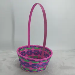 OEM ODM Оптовая Ручная работа натуральная красочная бамбуковая подарочная корзина бамбуковая корзина для хранения Бамбуковая ручка Пасхальная корзина