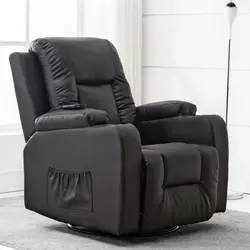 Amazon Hot Sell Modern Recliner Chairs Heated Massage 360 Degree Swivel Single Sofa Seat With Drink Holders Living Room Chairs