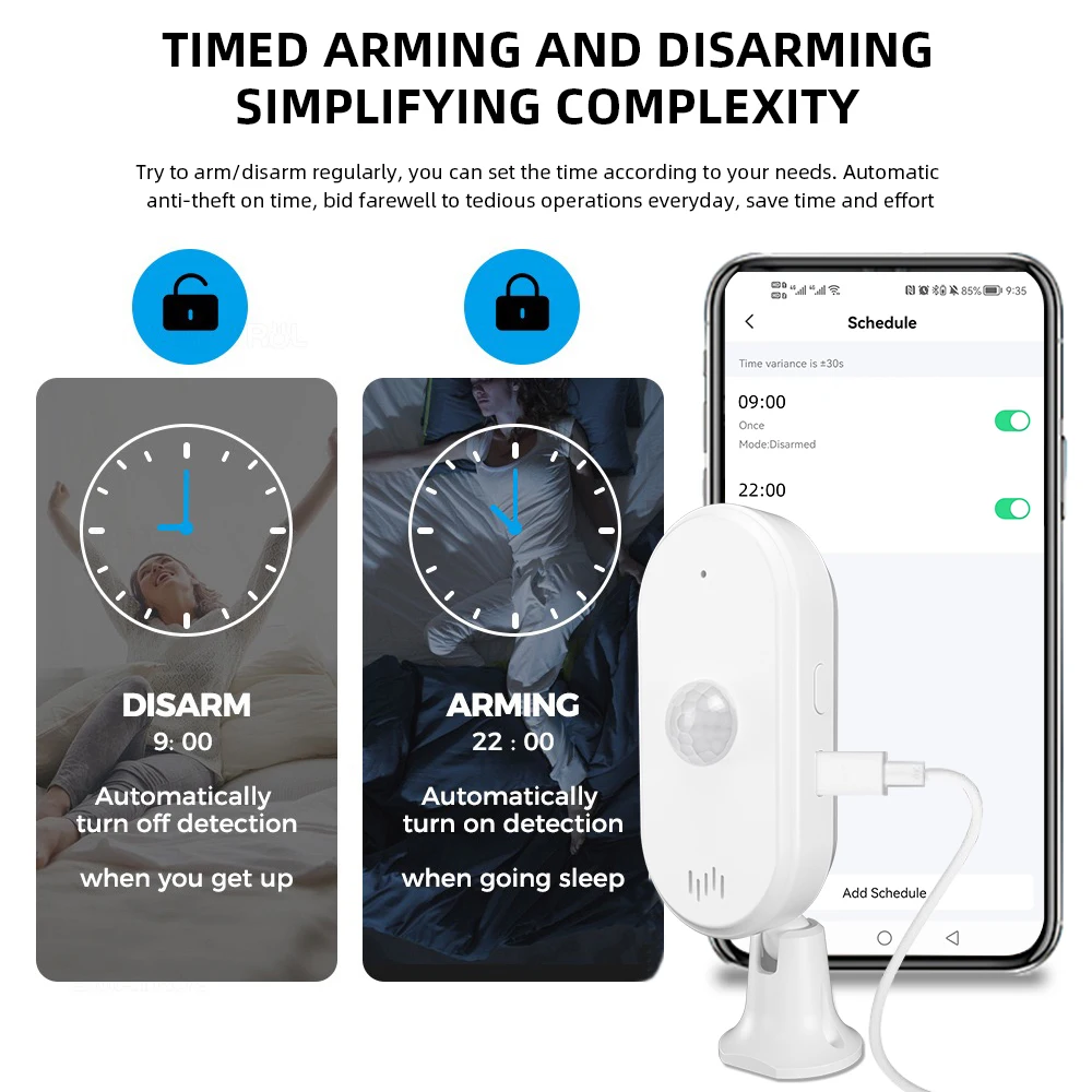 Smart Home Security PIR Sensor Anti Theft Infrared Motion Sensor Tuya WIFI PIR Detector with 80db Alarm Sound