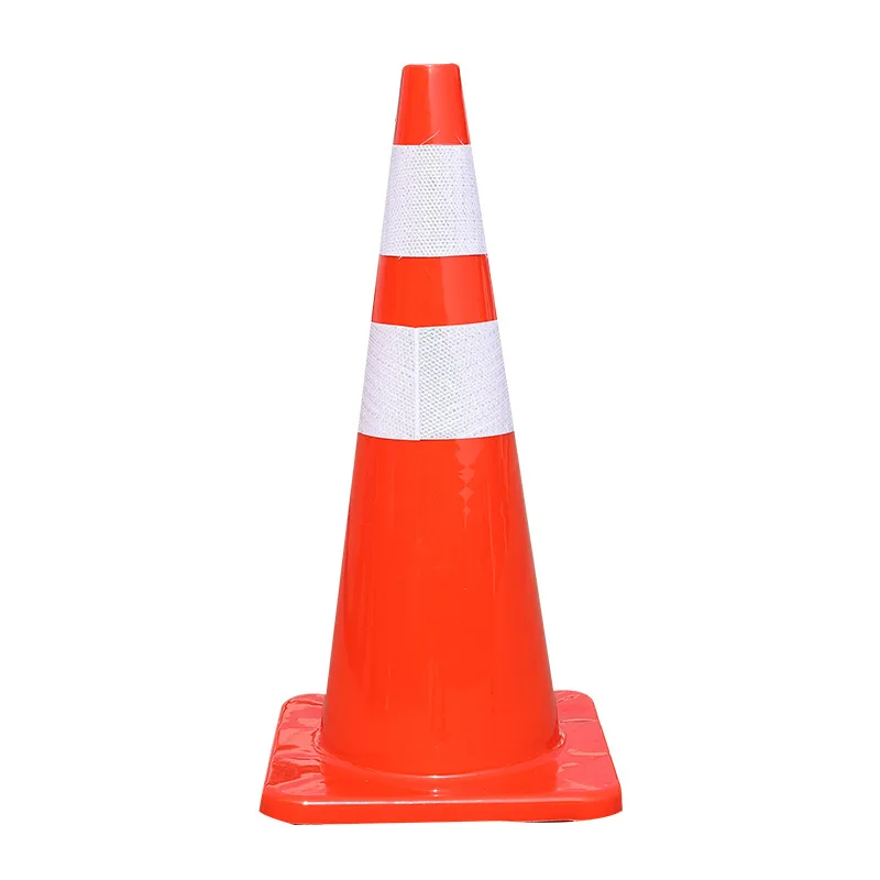 Оранжевые безопасные конусы с логотипом на заказ, 700 мм, цветные дорожные конусы из ПВХ со светоотражающей полосой