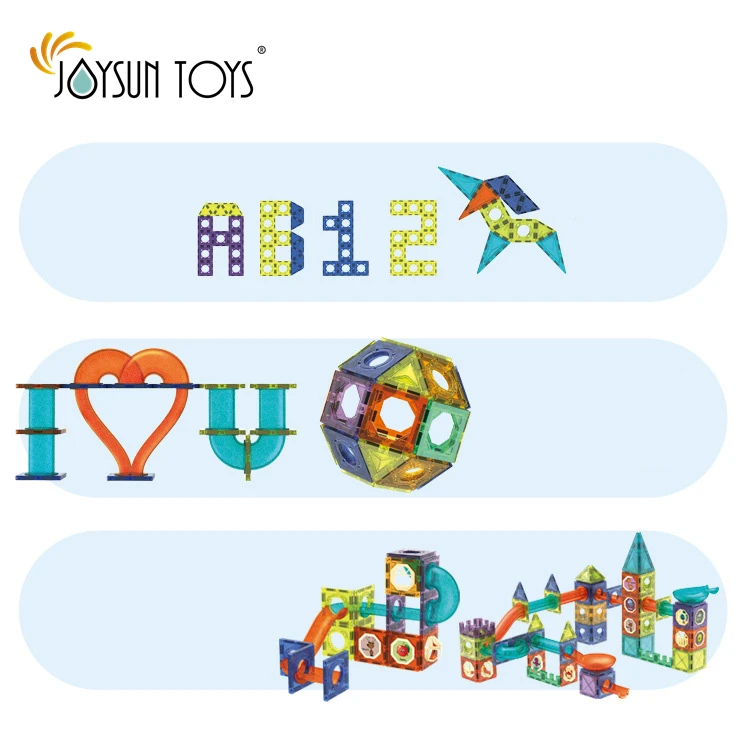 JOYSUN Lighted Magnetic Tiles for Kids Ages 4-8,magnet Toys for 3 Year Old Boys Girls Learning Toys Block Set 3 Cartons 142 Pcs
