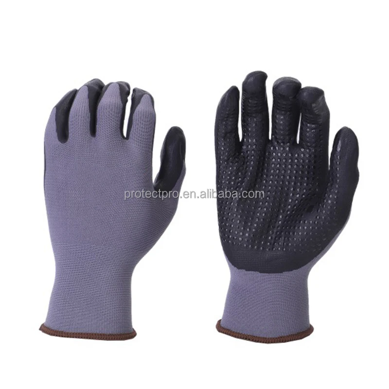 Gardening Gloves for Women Worker Nylon Spandex Nitrile Foam PVC Dotted Safety Work Gloves