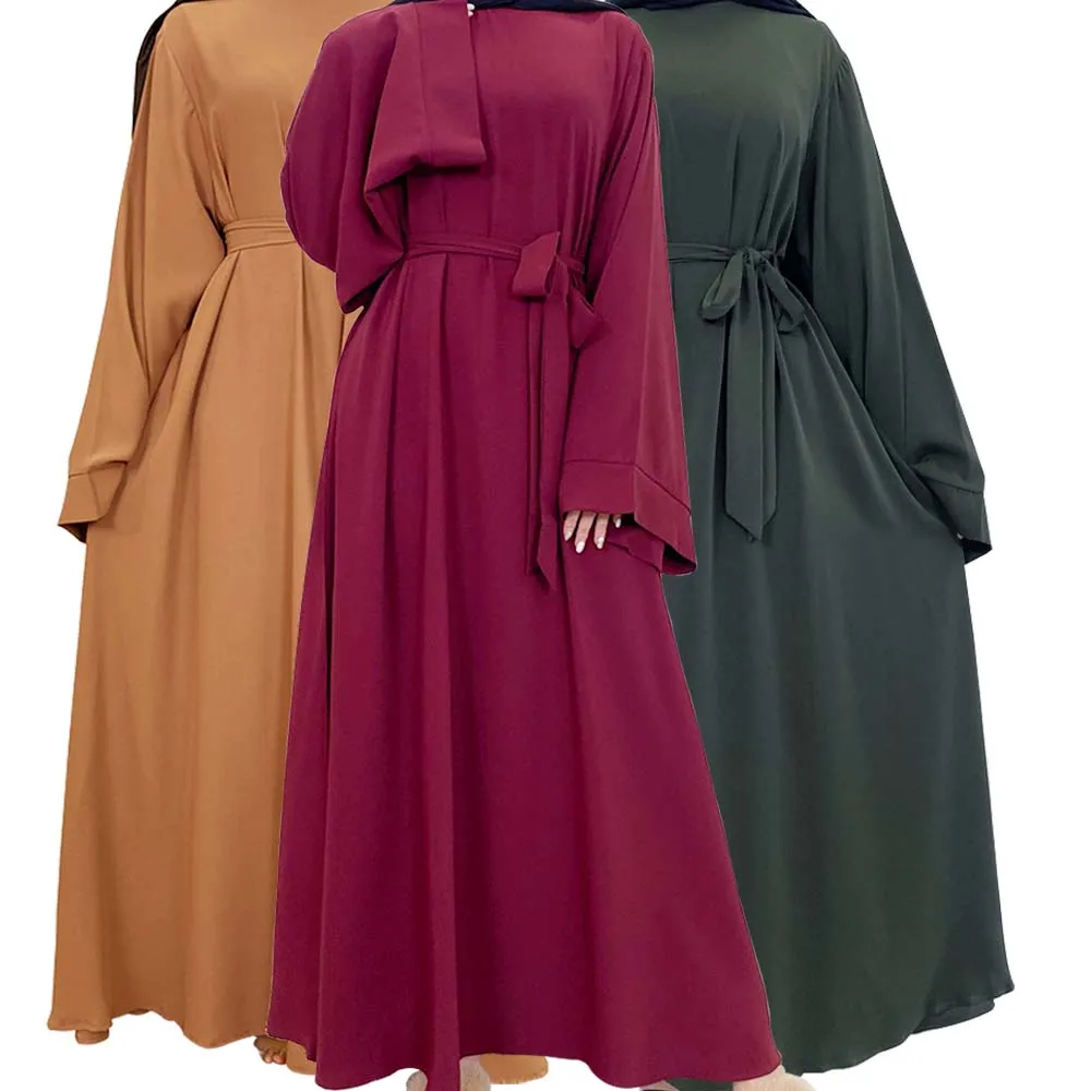 EID Robe Dubai Турция однотонный цвет простой кафтан скромная абайя женское мусульманское платье Этническая одежда Исламский