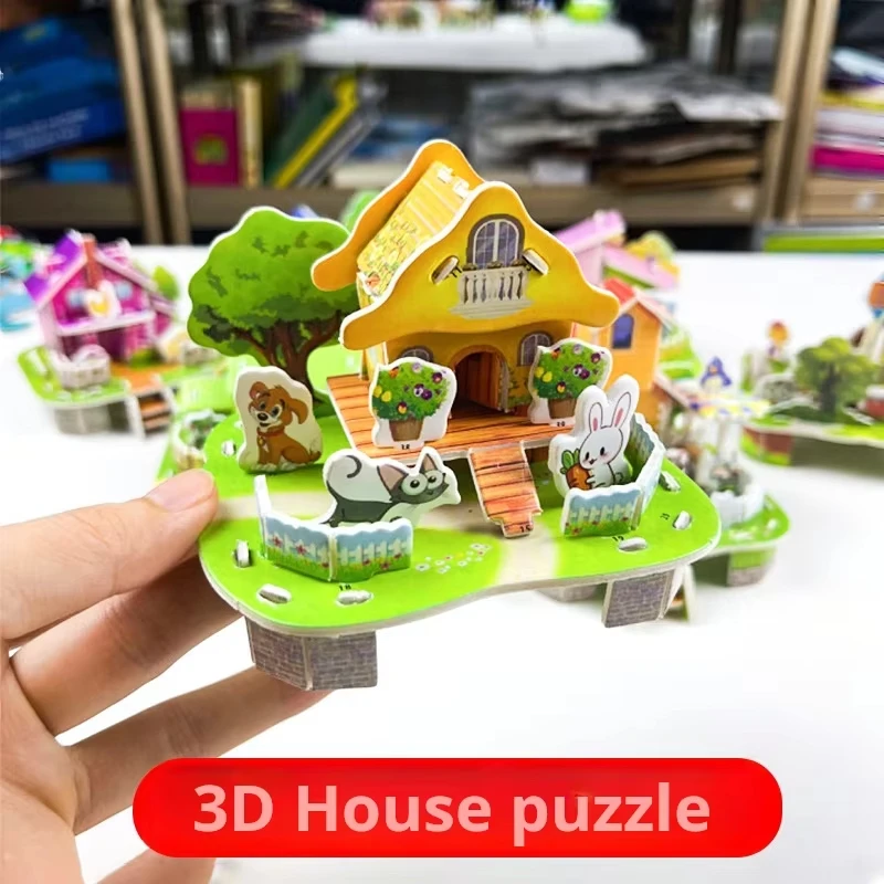 3D Village Paper Puzzle Set Fun DIY Farmhouse Models for Kids Creative Play and Family Activities
