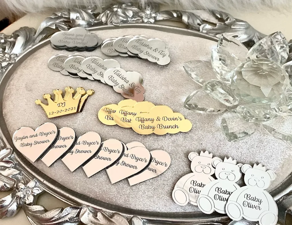 Acrylic Tags for Party Favors Gifts Chocolates Bonbonniere Candles Baptism Birthday Engagement wedding kitchen tea Baby shower