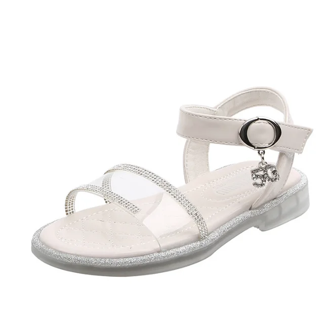 
KS0435 Wholesale kids sandals summer nice rhinestone design girls clear sandals 2020 