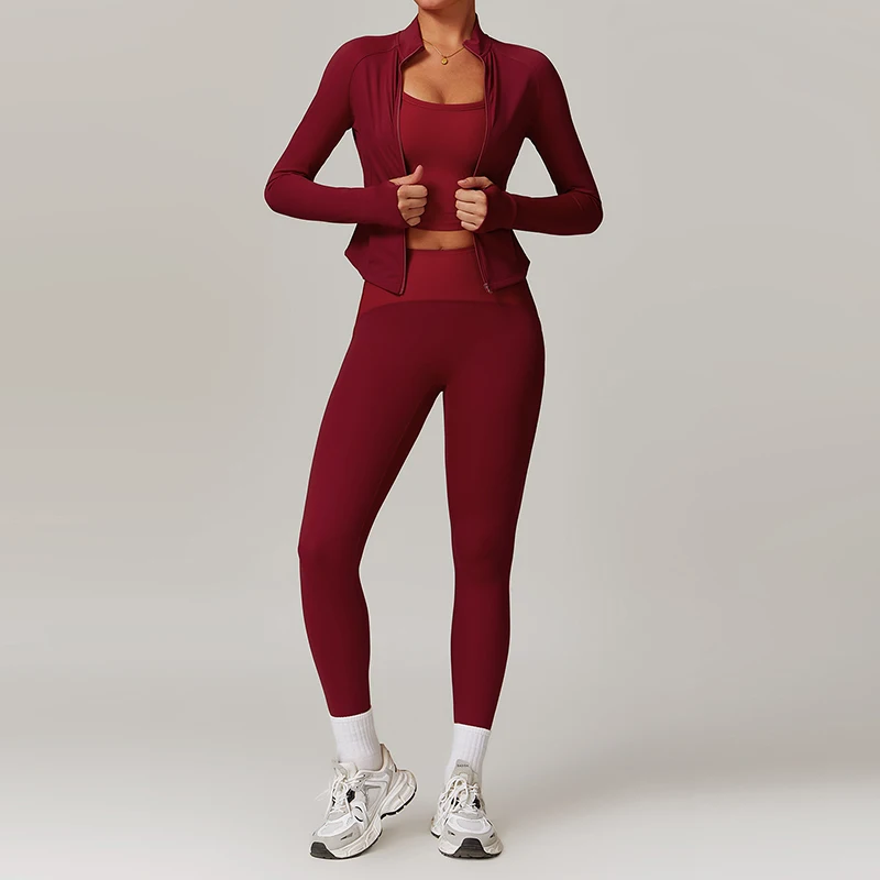 8889 2 Piece Workout Sets For Women Jacket Gym Yoga Outfit  High Waisted Matching Exercise Leggings jackets Active Set gym wear