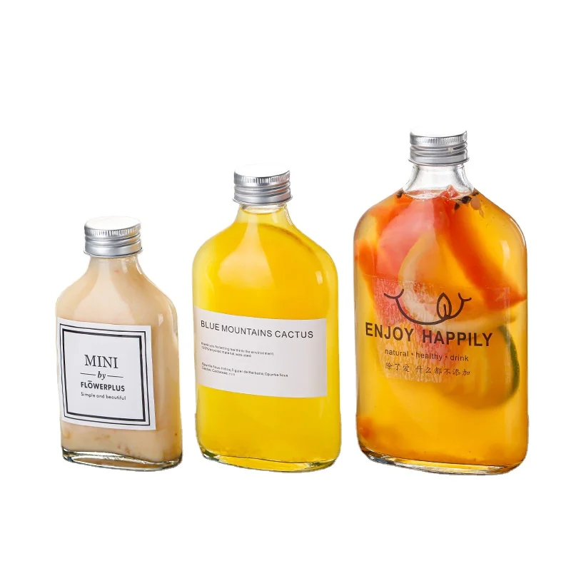50ml 100ml 200ml 250ml flask cold brew coffee tea glass flat liquor spirits wine bottles with lid