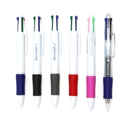 Офисный поставщики Прекрасный многоцветный дешевая пластиковая ручка 4 вида цветов шариковая ручка с изготовленным на заказ с логотипом