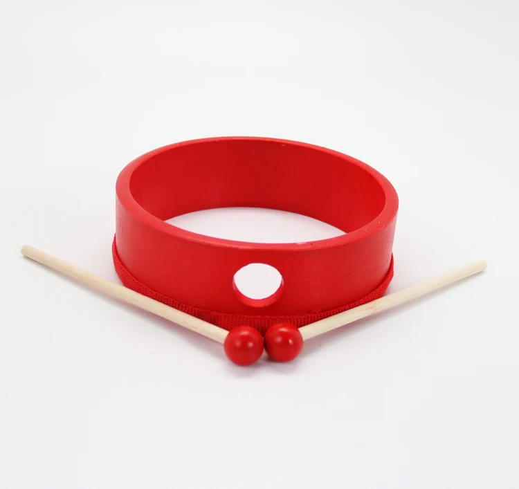 wholesale percussion musical instrumentse colourful cartoon wooden drum with drum stick