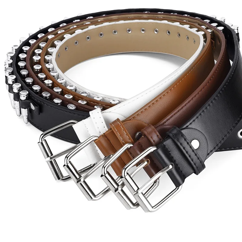 New Wide Pu Leather belt with bullet for decoration