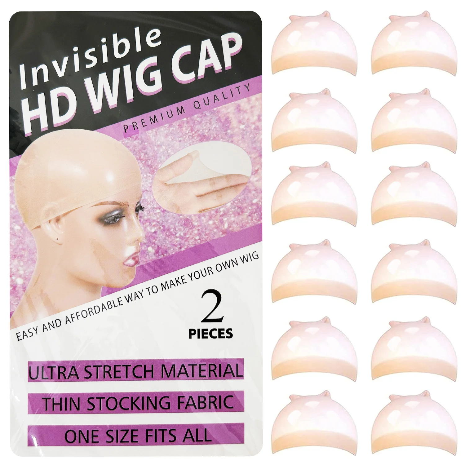 30 PCS (15 Bags) Ultra Thin Invisible HD Wig Caps For Women Invisible Nylon Stocking Caps For Lace Front Wig