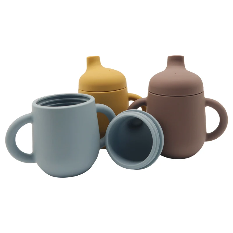 Food Grade Silicone Baby Sippy Cups with Handles Holder Kids Toddler Children Drinking Water Training Sippy Cup Wholesale